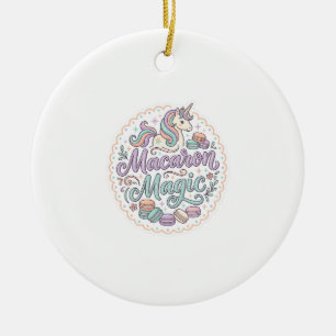 Unicorn Macaron Magic Whimsical T-Shirt Design_1 Ceramic Ornament