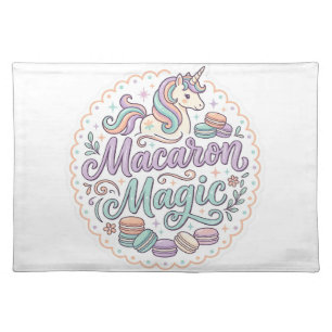 Unicorn Macaron Magic Whimsical T-Shirt Design_1 Cloth Placemat