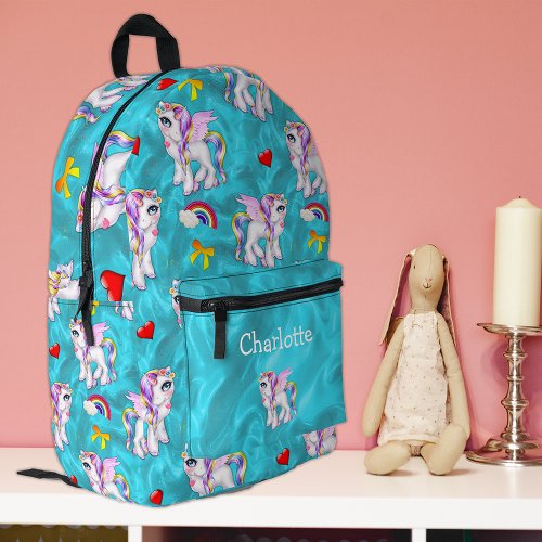 Unicorn Magic Aqua Printed Backpack