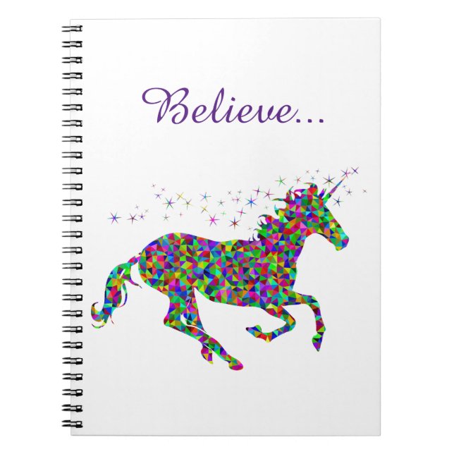 Unicorn Magic Believe Colorful Journal (Front)