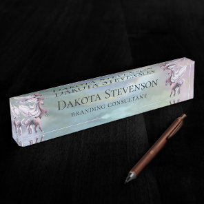 Unicorn Magic | Colorful Pastel Fantasy Watercolor Desk Name Plate