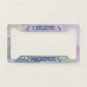 Unicorn Magic Colorful Pastel Fantasy Watercolor License Plate Frame