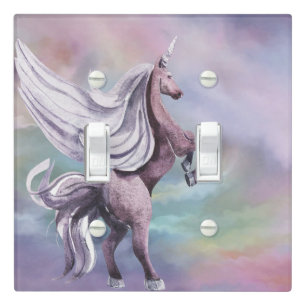 Unicorn Magic Colorful Pastel Fantasy Watercolor Light Switch Cover