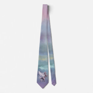 Unicorn Magic Colorful Pastel Fantasy Watercolor Neck Tie