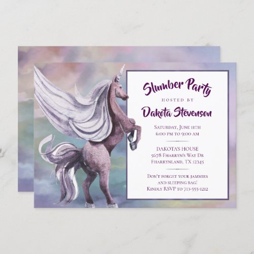 Unicorn Magic  Colorful Pastel Sleepover Birthday Invitation