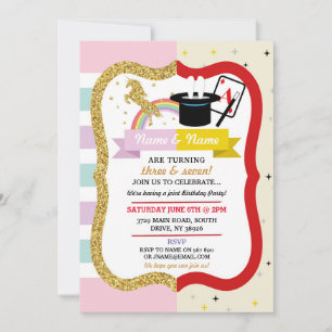 Unicorn & Magic Joint Boy Girl Birthday Invites