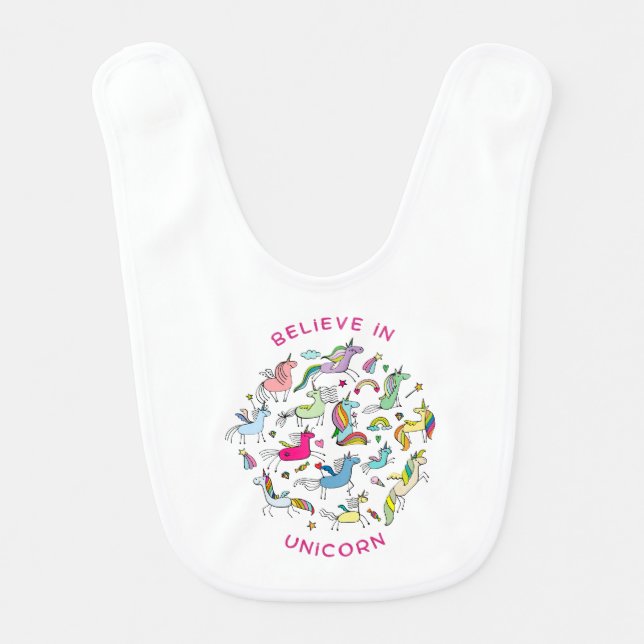Unicorn Magic Kawaii     Baby Bib (Front)