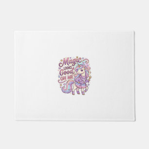 Unicorn Magic Looks Good on Me Graphic Design Whit Doormat