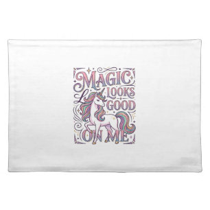 Unicorn Magic Looks Good on Me Trendy Shirt Graphi Cloth Placemat