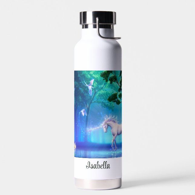 Unicorn Magic Moonlight Forest Add Name Water Bottle (Left)