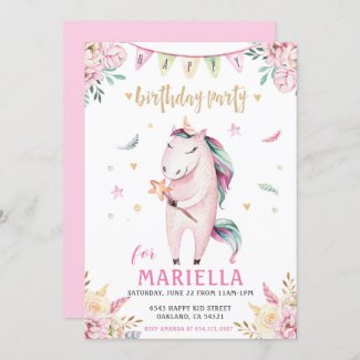 Unicorn Magic Pink Floral Birthday Party