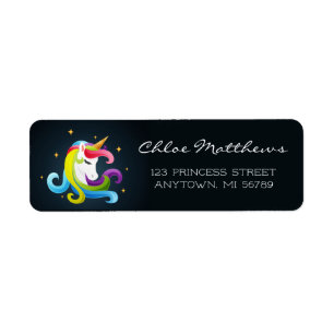 Unicorn Magic Princess Colorful Personalized Name Label