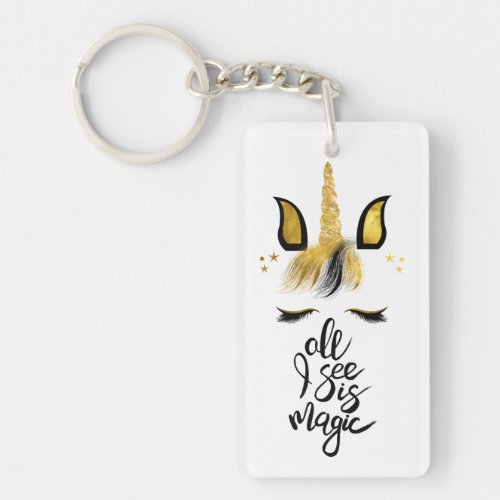 Unicorn Magic Quote Keychain