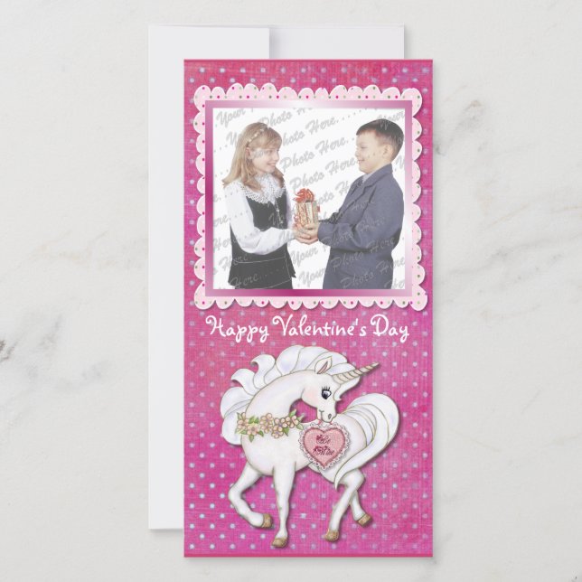 Unicorn Magic Valentine Holiday Card (Front)