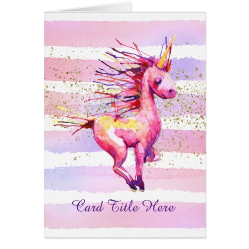 Unicorn Magic Watercolor Stripes Pink
