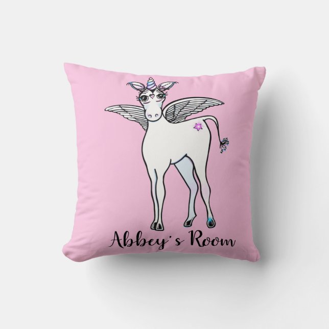 Unicorn magic, winged, throw pillow (Front)