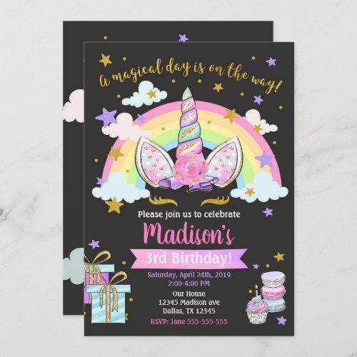 Unicorn Magical Birthday Invitation