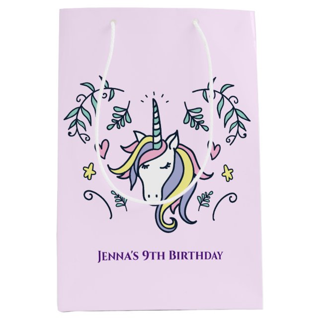 Unicorn Magical Birthday Medium Gift Bag (Front)