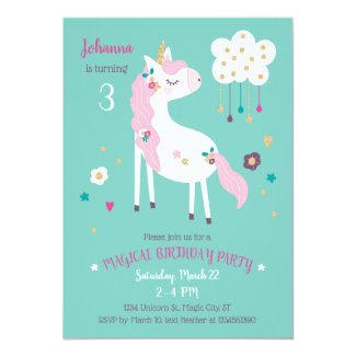 Unicorn Magical Birthday Party Invitation