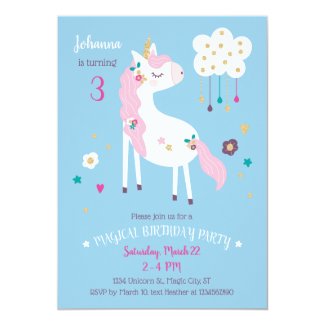 Unicorn Magical Birthday Party Invitation