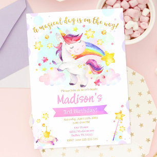 Unicorn Magical Birthday Party Invitation