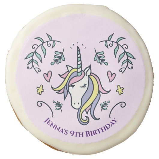 Unicorn Magical Birthday Sugar Cookie (Front)