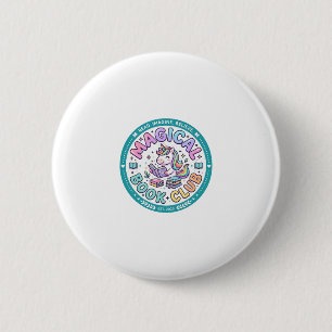 Unicorn Magical Book Club Funny Shirt Graphic_1 Button