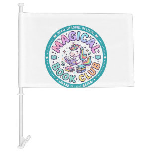Unicorn Magical Book Club Funny Shirt Graphic_1 Car Flag