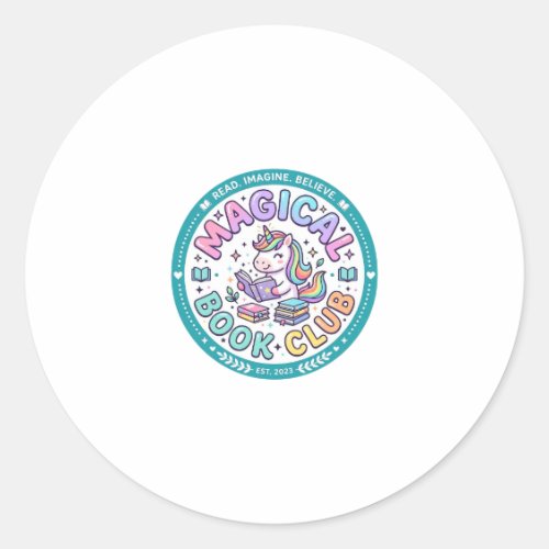 Unicorn Magical Book Club Funny Shirt Graphic_1 Classic Round Sticker