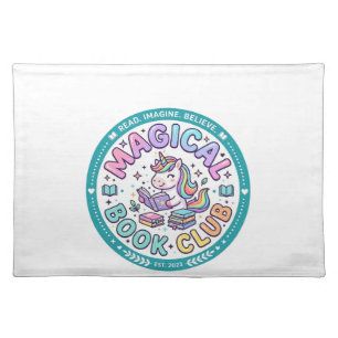 Unicorn Magical Book Club Funny Shirt Graphic_1 Cloth Placemat