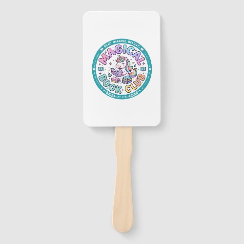 Unicorn Magical Book Club Funny Shirt Graphic_1 Hand Fan