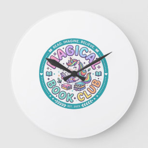 Unicorn Magical Book Club Funny Shirt Graphic_1 Large Clock