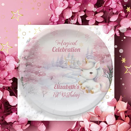 Unicorn Magical Celebration 1st Birthday Party Paper Plates