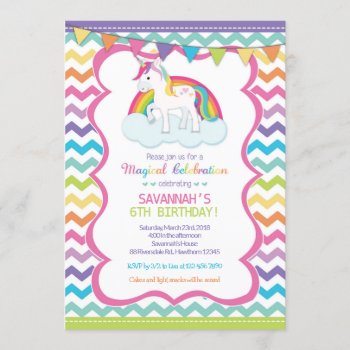 Unicorn Magical Celebration Birthday Party Invite by ApplePaperie at Zazzle