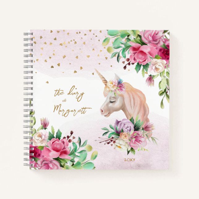 Unicorn Magical Creature Girl Daily Drawings Notebook (Front)