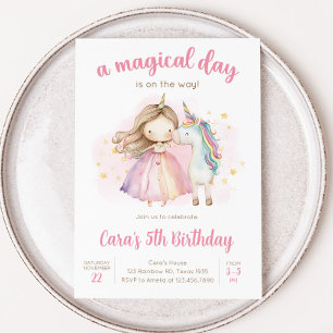 Unicorn Magical Day Birthday Party Invitation
