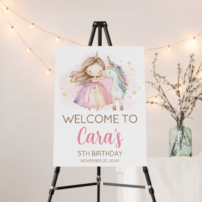 Unicorn Magical Day Birthday Party Welcome Sign (In Situ (Stand))