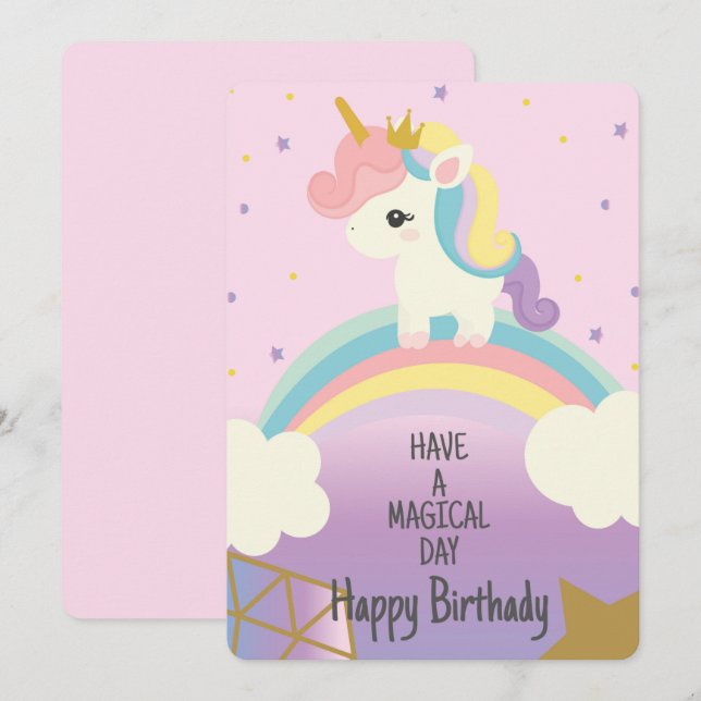 Unicorn Magical Day Holiday Card (Front/Back)