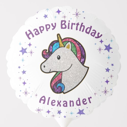 Unicorn Magical Glitter Birthday Child Personalize Balloon