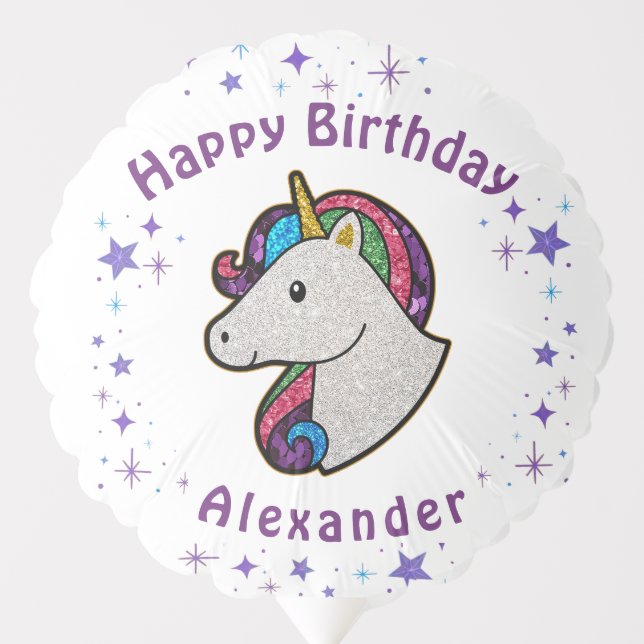 Unicorn Magical Glitter Birthday Child Personalize Balloon (Front)
