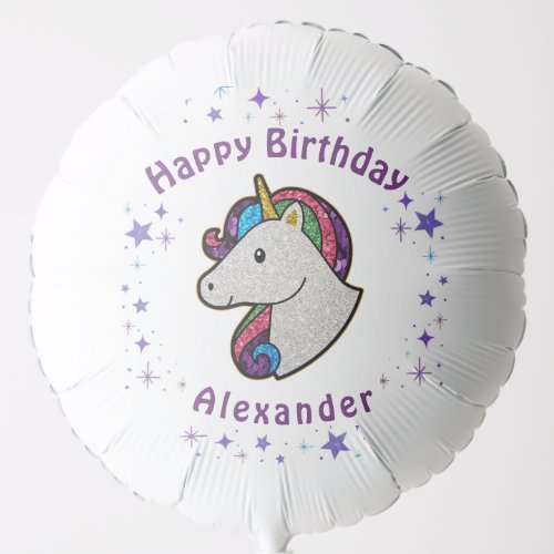 Unicorn Magical Glitter Birthday Child Personalize Balloon