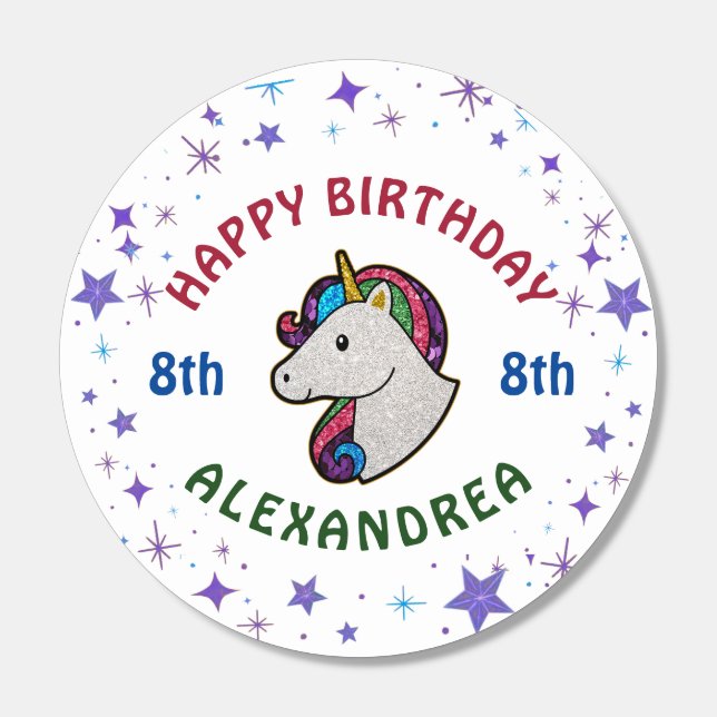 Unicorn Magical Glitter Birthday Child Personalize Life Saver® Mints (Sticker)