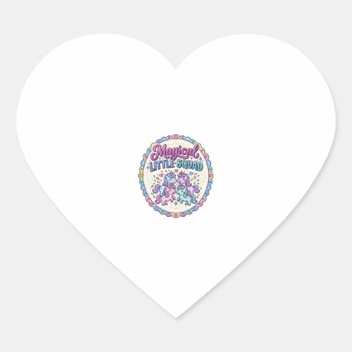 Unicorn Magical Little Squad POD Ready Apparel Gra Heart Sticker