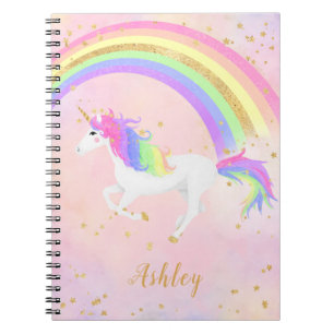 Unicorn Magical Pink and Gold Rainbow Notebook