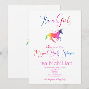 Unicorn Magical Rainbow Baby Shower Invitation