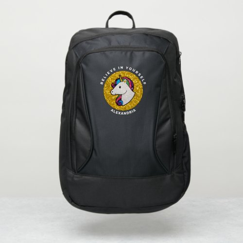 Unicorn Magical Rainbow Believe Glitter Port Authority Backpack