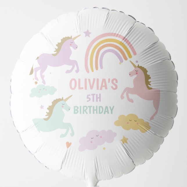 Unicorn Magical Rainbow Celebration Girl Birthday  Balloon (Front)