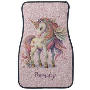 Unicorn Magical Rainbow Colors Pink Glitter Car Floor Mat