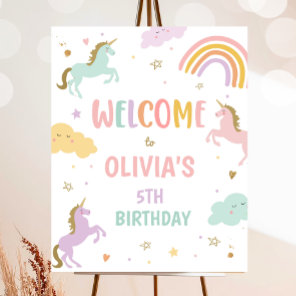 Unicorn Magical Rainbow Girl Birthday Welcome Poster
