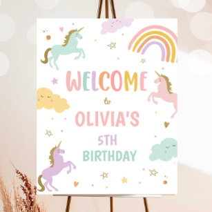 Editable Unicorn Welcome Sign Pink and Gold Magical Unicorn Welcome Party  Sign Unicorn Party Decorations Instant Download UP1 